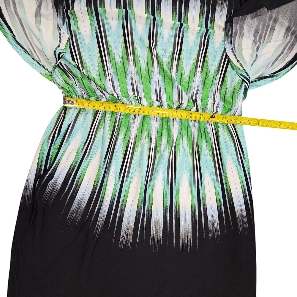 Maggy London Womens Geometric Print Blouson Dress With Fan Sleeves Size 10. - Picture 4 of 8